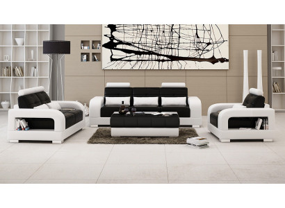 Canapé en cuir Ensemble de canapés Siège Tapisserie Canapé Salon Suite 3+2+1 Cuir Tissu